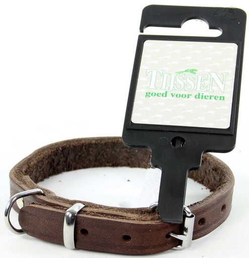 [L54420] Tijssen Halsband Vetleer Bruin (12 mm / 35 cm)
