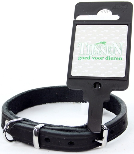 [L54419] Tijssen Halsband Vetleer Zwart (12 mm / 35 cm)