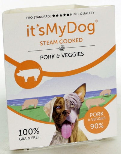 [IMD45401] it's My Dog Steam Cooked Pork & Veggies (7 x 395 gr.)