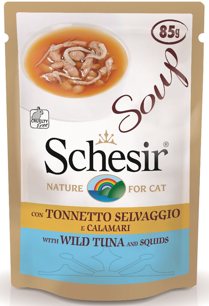 Schesir Cat Soup Wild Tuna and Squids 20 x 85 gr.