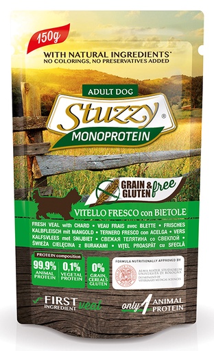 [AG18405] Stuzzy Dog Grain Free MoPr Veal & Chard (12 x 150 gr.)
