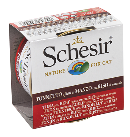 [AG75051] Schesir Cat Nat. Brine Rice Tuna & Beef (12 x 85 gr.)
