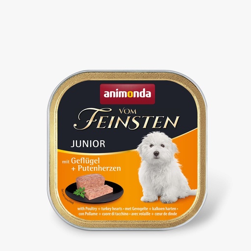[AM82621] Feinsten Dog Junior Gev.+ Kalkoenhart (22 x 150 gr.)