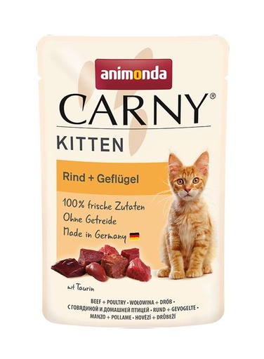 [AM83075] Carny Pouch Kitten Rund en Gevogelte (12 x 85 gr.)