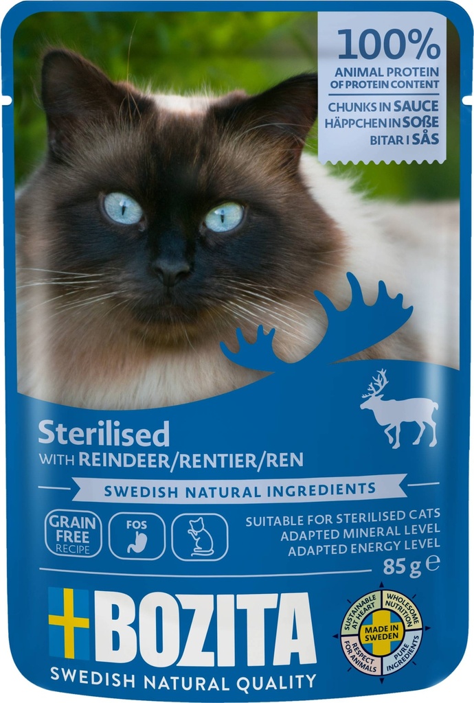 Bozita Feline Pouch Indoor Rendier in sauce 12 x 85 gr.
