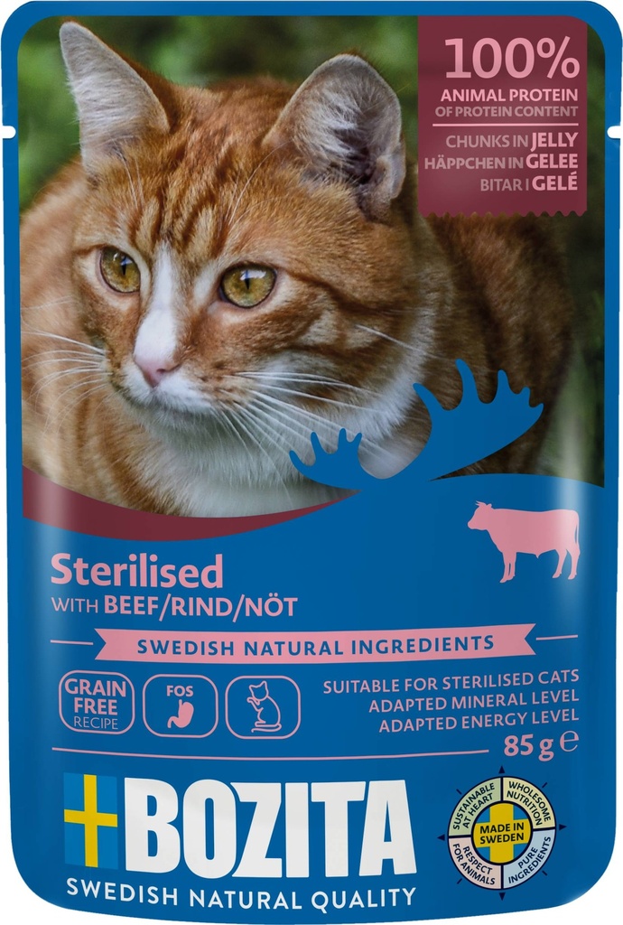 Bozita Feline Pouch Indoor Beef in jelly 12 x 85 gr.