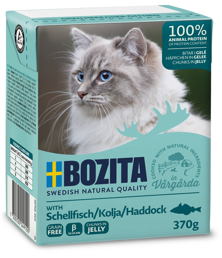 Bozita Tetra Feline Schelvis hapjes in gelei 6 x 370 gr.