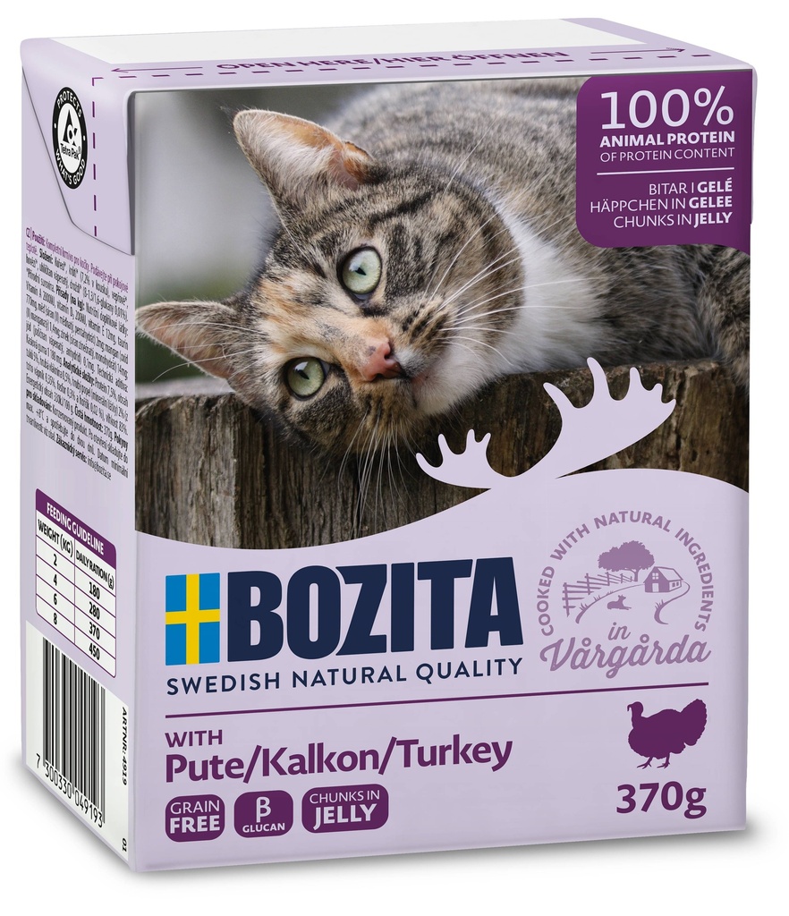 Bozita Tetra Feline Kalkoen hapjes in gelei 6 x 370 gr.
