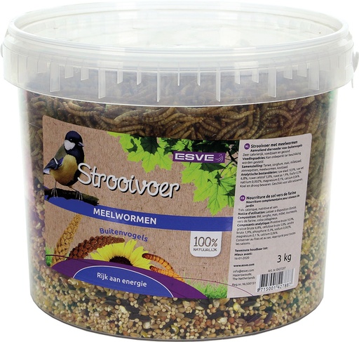 [E427207] Strooivoer met Meelwormen emmer ESVE 3 kg.