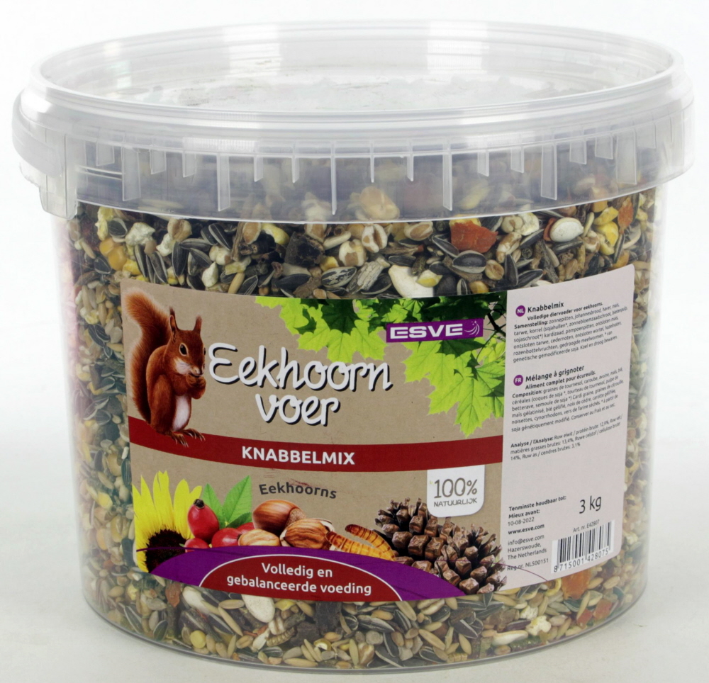 ESVE Eekhoornvoer Knabbelmix emmer 3 kg.