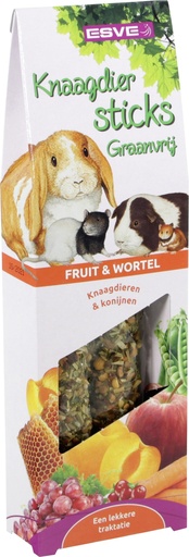 [E44048] ESVE Knaagdiersticks Fruit en Wortel Graanvrij 2 st.