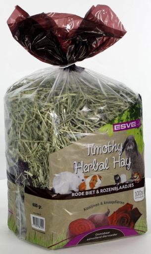 [E86120] ESVE Timothy Hay Rode Biet & Rozenblaadjes 6 x 600 gr.