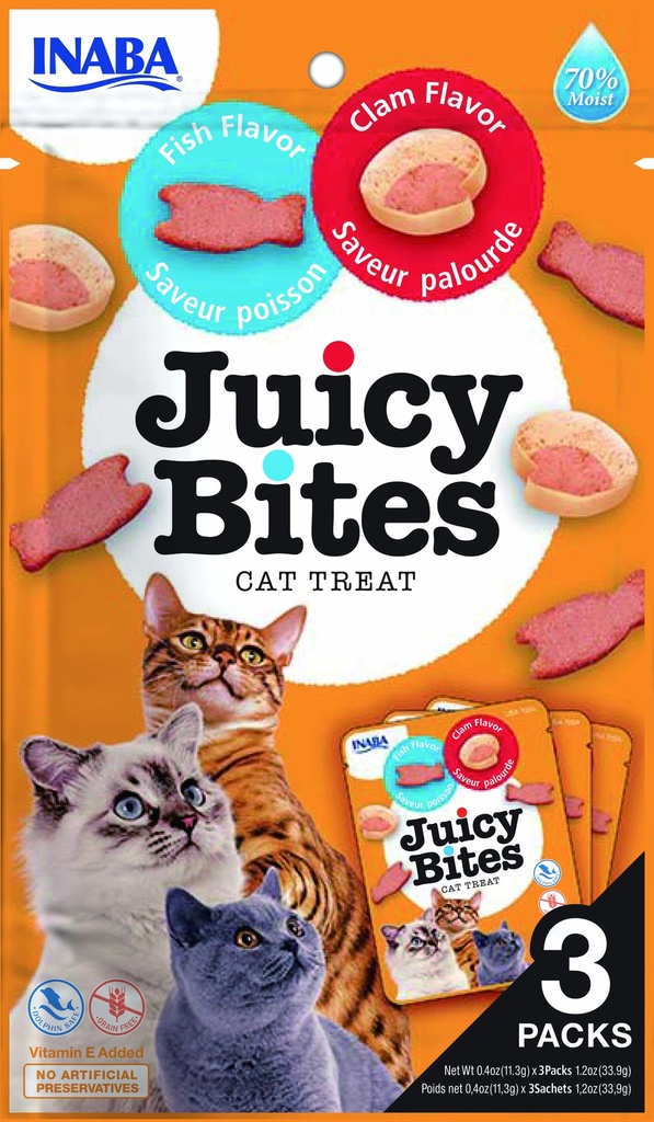 Inaba Juicy Bites Fish & Clam (6 x 3 x 11,3 gr.)
