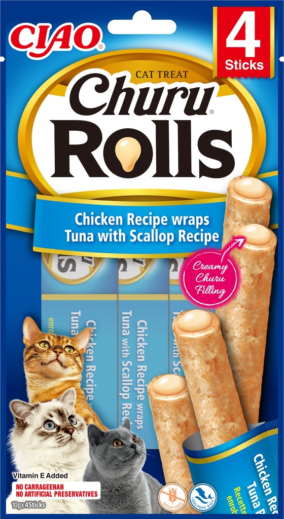 Inaba Churu Rolls Wraps Tuna & Scallop (12 x 4 x 10 gr.)