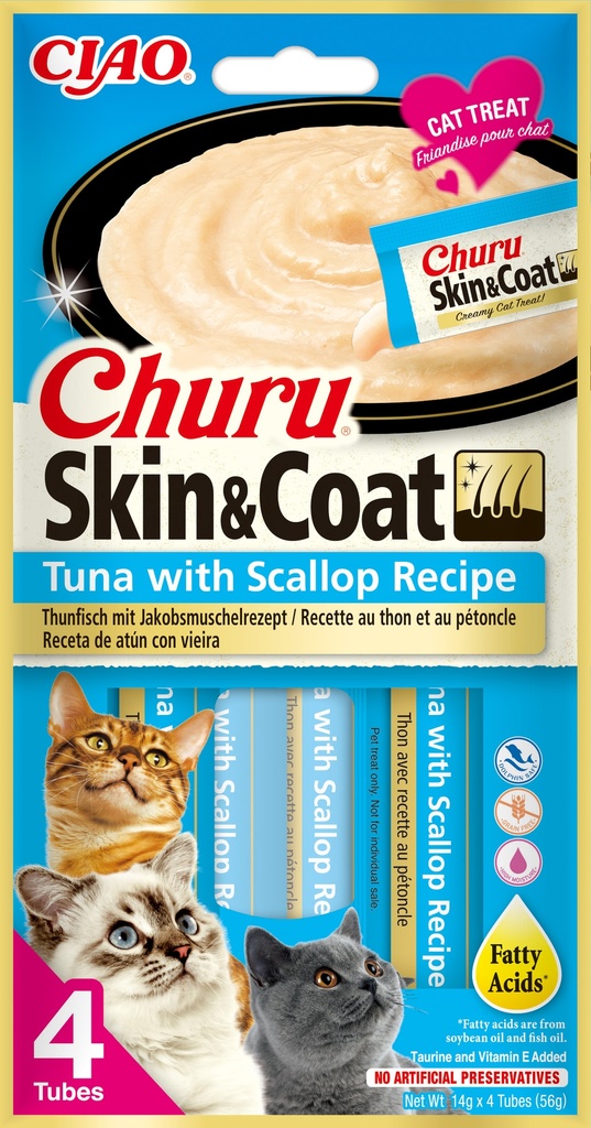 Inaba Churu Skin & Coat Tuna & Scallop (12 x 4 x 14 gr.)