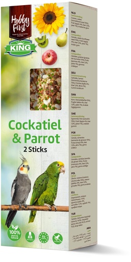 [HF239783] HobbyFirst King Sticks Cockatiels & Parrot Fruit 8 x 180 gr.