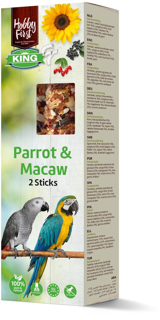 HobbyFirst King Sticks Parrot & Macaws Fruit 8 x 180 gr.