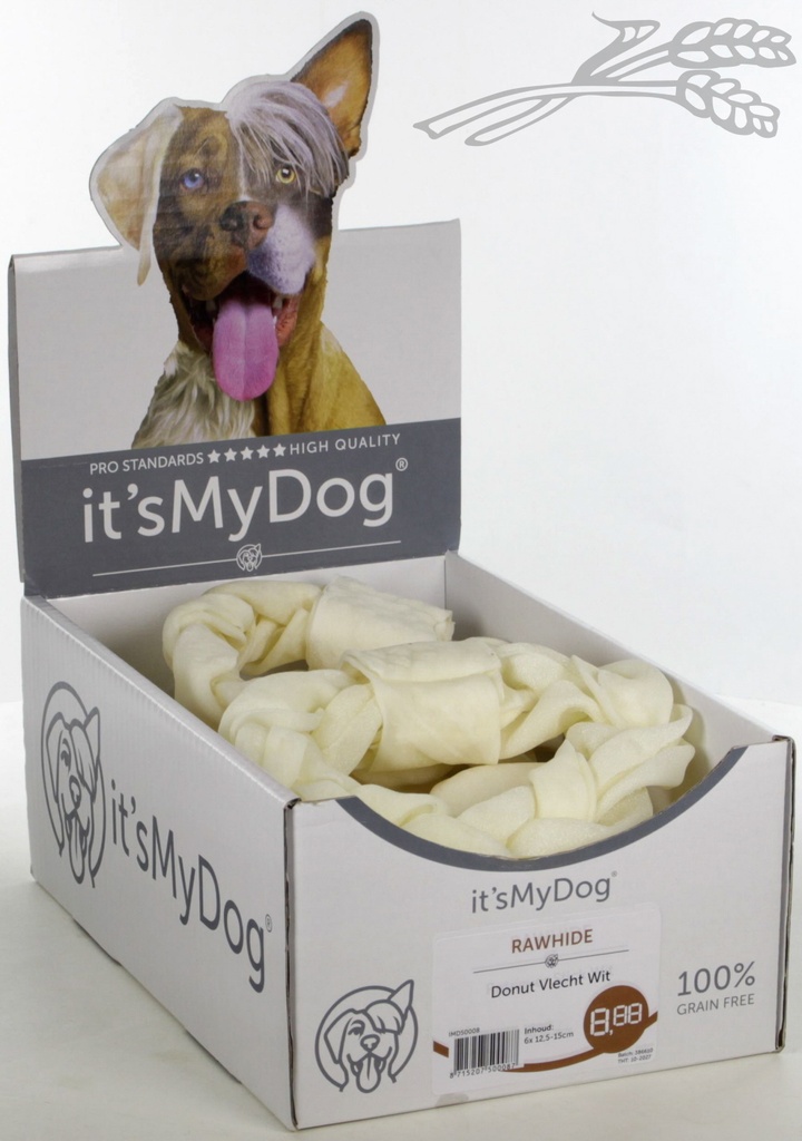 it's My Dog Rawhide Donut Vlecht Wit 6 x 1 st.