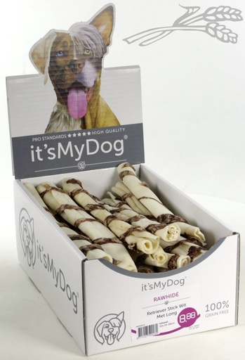 [IMD50013] it's My Dog Rawhide Retriever Stick Wit Met Long 30 x 1 st.