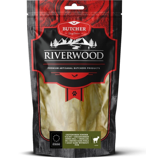 [JP140090] Riverwood Butcher Geitenoren zonder vacht (6 x 100 gr.)