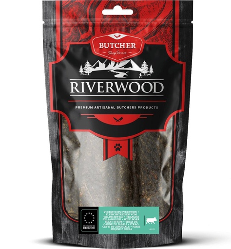 [JP140125] Riverwood Butcher Vleesstrips Wild Zwijn (6 x 150 gr.)