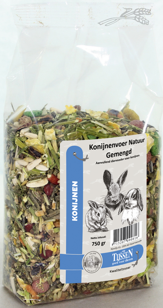 Tijssen Konijnenvoer Natuur Gemengd 750 gr.