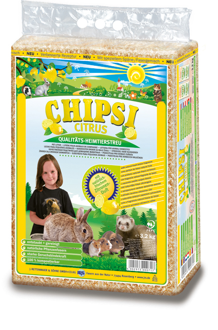 Chipsi Houtvezel Citrus 3,2 kg.