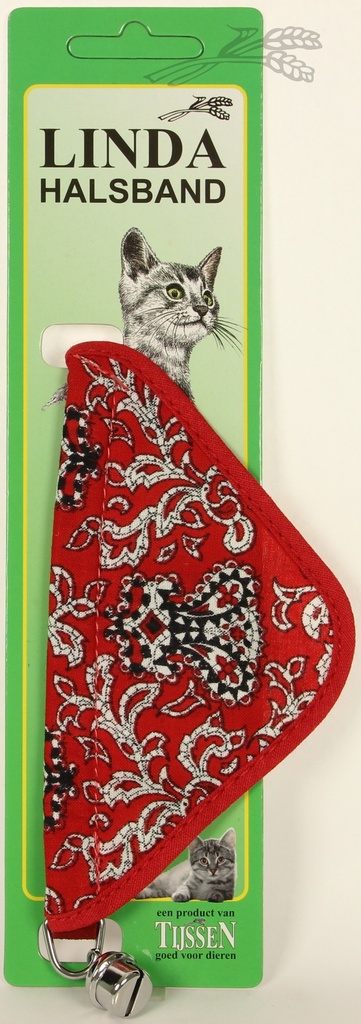 Poezenbandje Rood Suede zakdoek+bel 1 st.