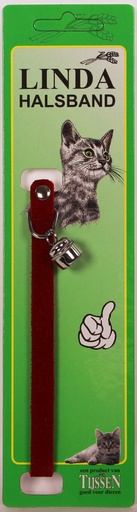 [LIN477] Poezenbandje Rood suede met elastiek en bel 1 st.