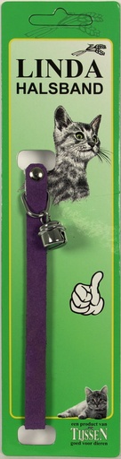 [LIN481] Poezenbandje Lila suede met elastiek en bel 1 st.