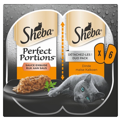 [MA421347] Sheba Perfect Portions Kalkoen 3-Pack 8 x 225 gr.