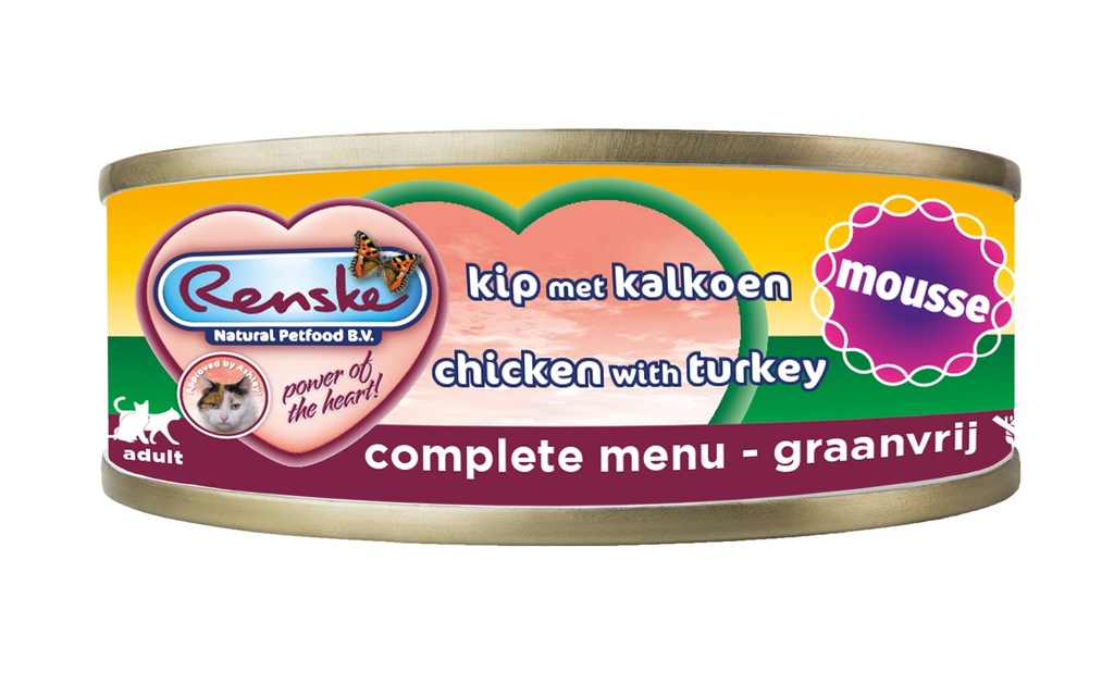 Renske Kat Blik Mousse Kip met Kalkoen 24 x 70 gr.