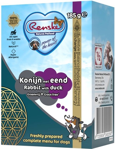 [REN24029] Renske Tetra Konijn Eend Graanvrij 24 x 185 gr.
