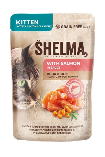 [SH40696] Shelma Pouch Fillets Kittens Salmon/Buckthorn 28 x 85 gr.