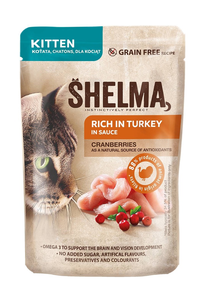 Shelma Pouch Fillets Kittens Turkey/Buckthorn 28 x 85 gr.