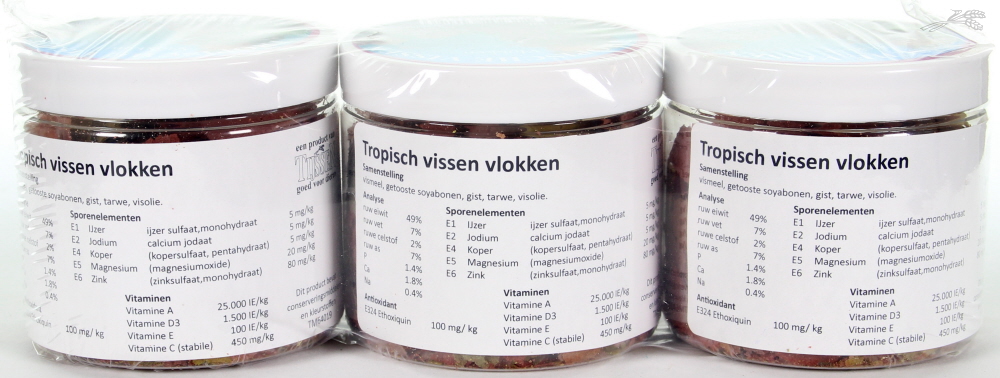 Tijssen Tropische Vissen Vlokken 3 x 200 ml.