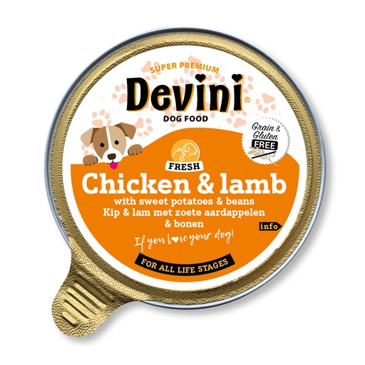 [VBH63706] Devini Dog Chicken & Lamb 12 x 85 gr.