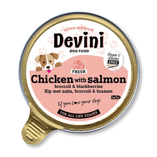 [VBH63708] Devini Dog Chicken With Salmon 12 x 85 gr.