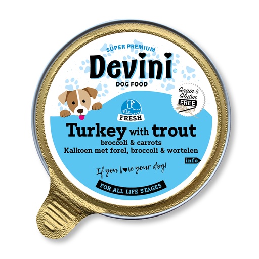 [VBH63709] Devini Dog Turkey with Trout 12 x 85 gr.