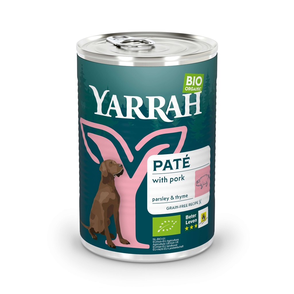 Yarrah Hond Blik Pate Varken 12 x 400 gr.