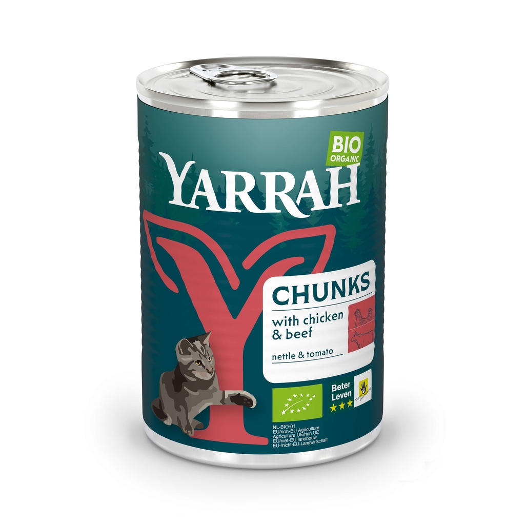 Yarrah Kat Blik Br.Kip/Rund in saus 12 x 405 gr.