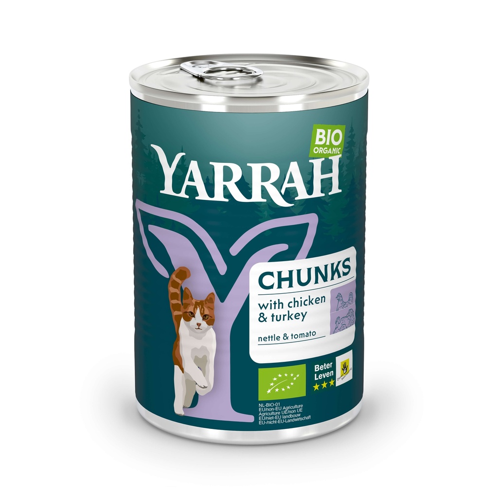 Yarrah Kat Blik Br.Kip/Kalk in Saus 12 x 405 gr.