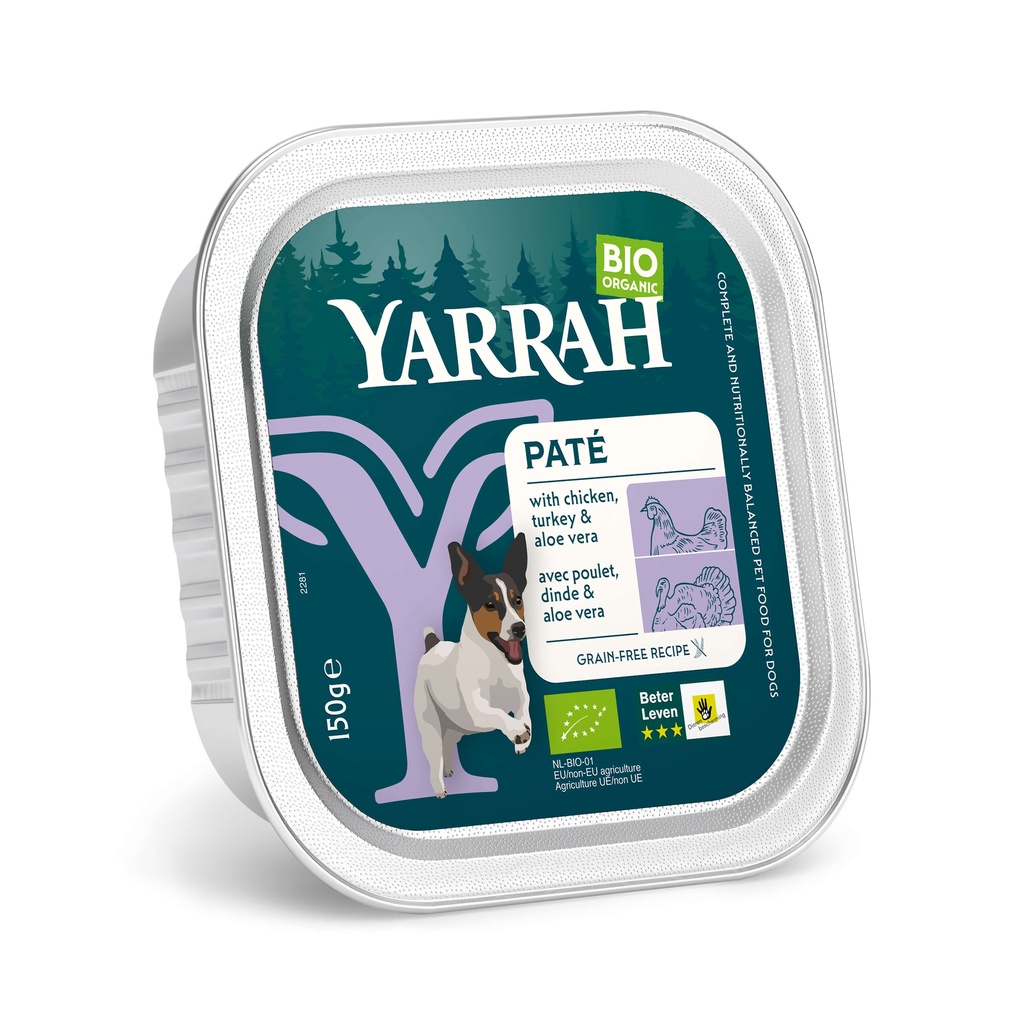 Yarrah Hond Alu Pate Kalk/Aloëvera 12 x 150 gr.