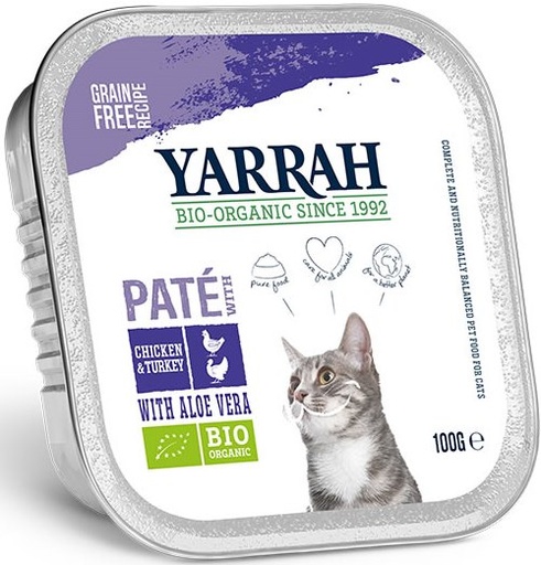 [Y9144] Yarrah Kat Alu Pate Kip/Kalk/Aloëvera 16 x 100 gr.