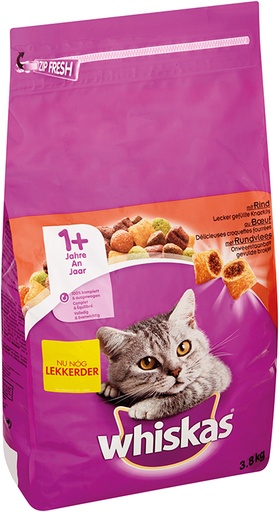 [MA326343] Whiskas Droog Rund (3 x 3.8 kg.)