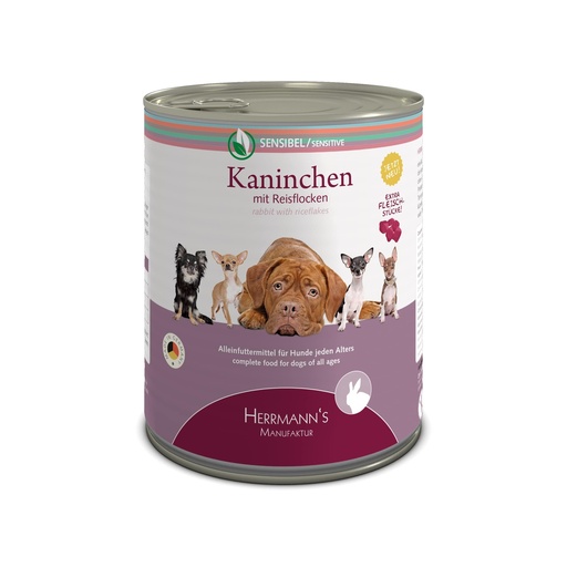 [CP00993] Herrmanns Sensitive Konijn & Rijstvl. 6 x 800 gr.