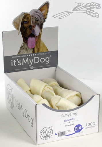 [IMD50001] it's My Dog Rawhide Knoop Wit (6 x 1 st.)