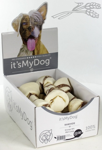 [IMD50015] it's My Dog Rawhide Knoop Wit Met Long (6 x 1 st.)