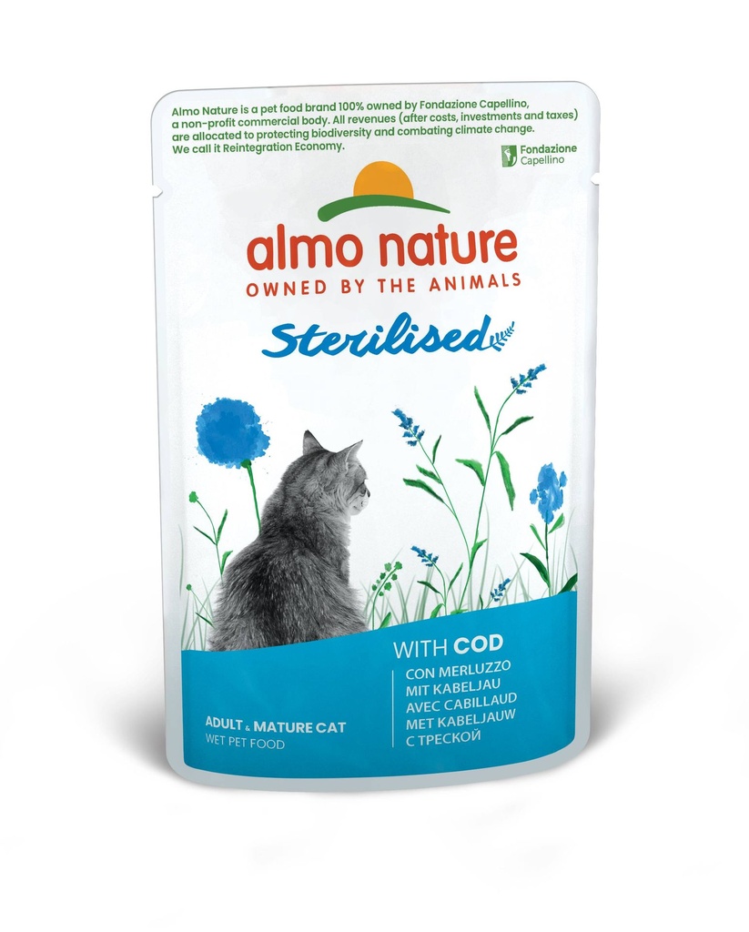 Almo Nature Sterilised met Kabeljauw 30 x 70 gr.