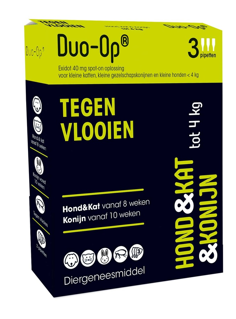 Duo Op 40mg kat, konijn, hond tot 4kg 3 pip.